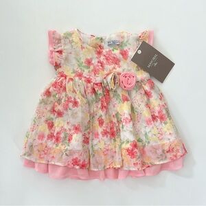 *NEW* MAYORAL Pink And Pale Yellow Floral Dress - 3 months